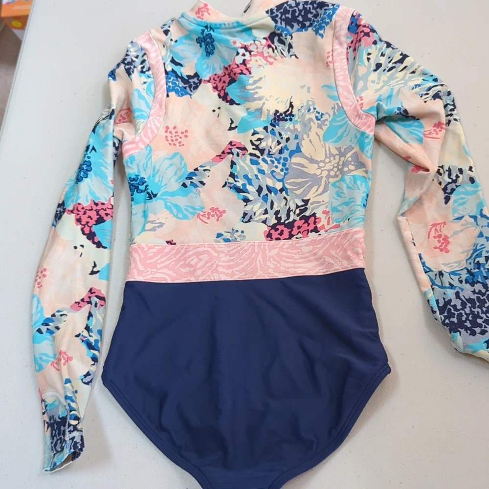 Athleta girl, One piece floral rash guard swimsuit. Size 6